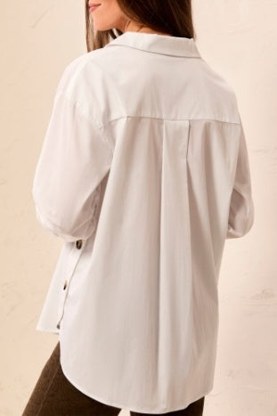 Long Sleeve Button Front Blouse With