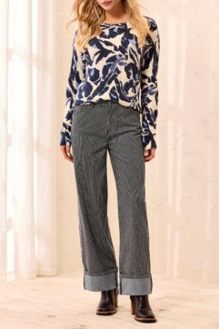 Fly Front Ankle Pant With Wide Cuff