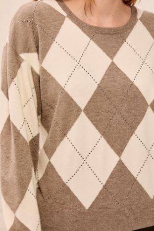 Long Sleeve Crew Neck Sweater With Stud Detailing