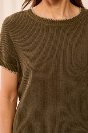 Cap Sleeve Crew Neck Sweater