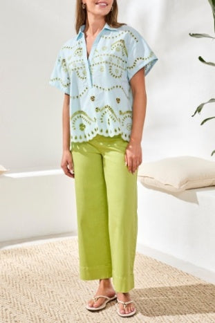 Short Sleeve Pop Over Embroidered Blouse