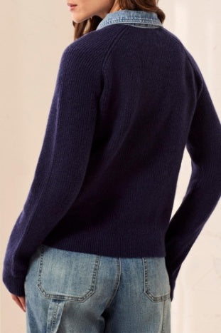 Mix MediaSweater Jacket With Denim Detail
