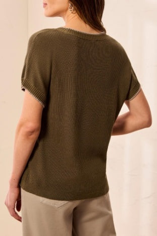 Cap Sleeve Crew Neck Sweater