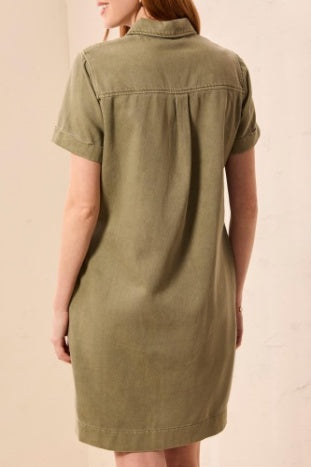 Pop Over Shirt Dress With Horn Snaps