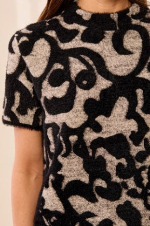 Short Sleeve Crew Neck Sweater Dress