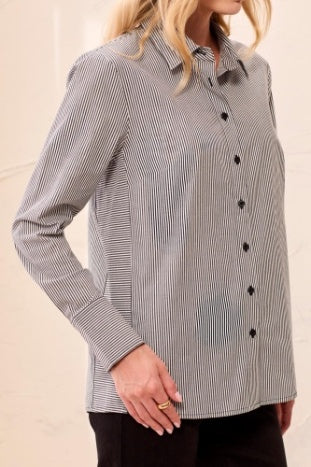Long Sleeve Button Front Shirt With Side Panels