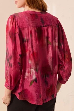 Flowy Dloman Sleeve Blouse with Self Covering Buttons