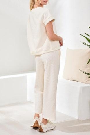 Crew Neck Top With Drawstring