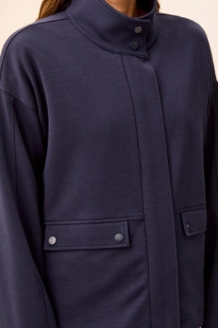 Long Sleeve Zip Front Coat With Lining