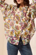 Flowy Dloman Sleeve Blouse with Self Covering Buttons