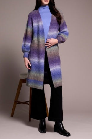 Long Sweater Cardigan With Puff Slleve
