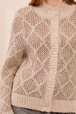 Long Sleeve Mock Neck Sweater Cardigan