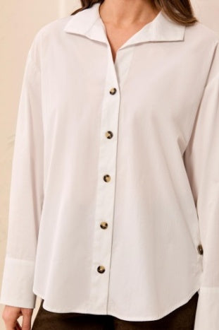 Long Sleeve Button Front Blouse With