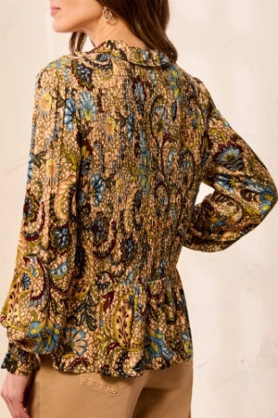 Long Sleeve Blouse With Smocking