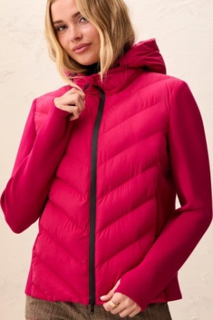Long Sleeve Zip Front Puffer Jacket With Removable Hood