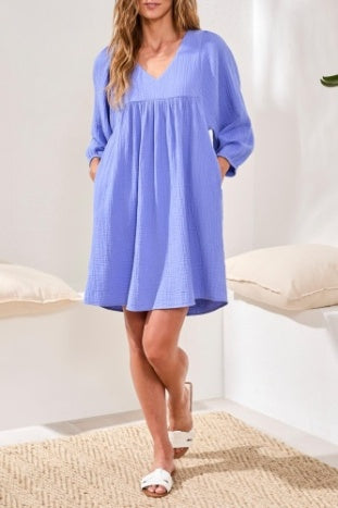 Puff Sleeve Dress With Pockets