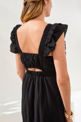 Maxi Dress With Frill Details and Back Cutout