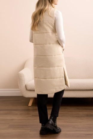 Long Zip Front Quilted Vest