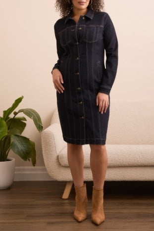 Long Fitted Denim Dress