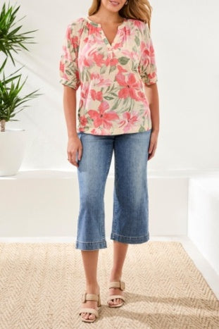 Elbow Henley Sleeve Top