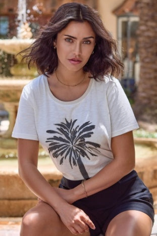 Short Sleeve Top With Palm Tree