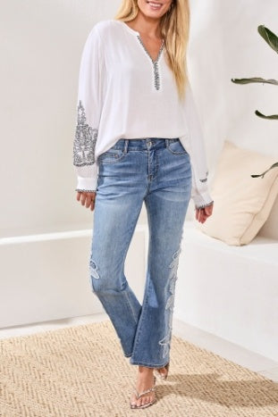 Sophia Curvy Flare With Denim Applique
