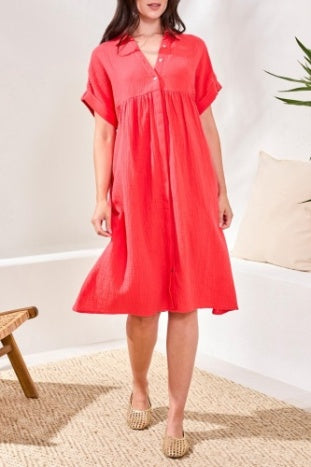 Flowy Shirt Dress With Hidden Placket