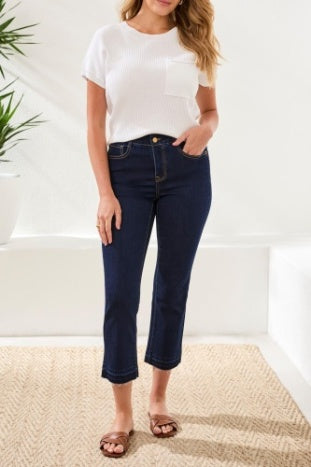 Sophia Micro Flare Crop With Raw Edge