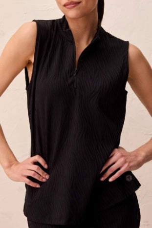 Sleeveless Zip Mock Neck Top