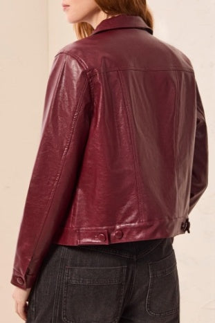 Lined PU Jacket With Covered Buttons