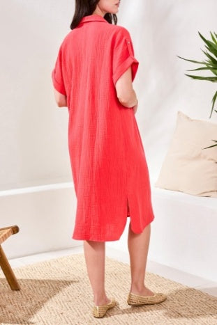 Flowy Shirt Dress With Hidden Placket