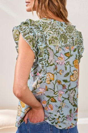 Mix Print Sleeveless Blouse