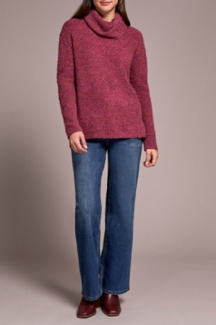 Cowl Neck Sweater With Side Split