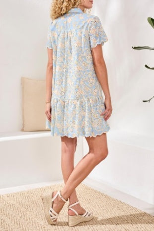 Short Sleeve Button Front Dress With Lining