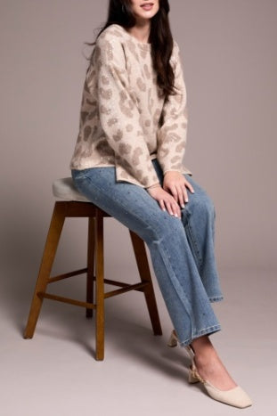 Long Sleeve Crew Neck Sweater With Sequins