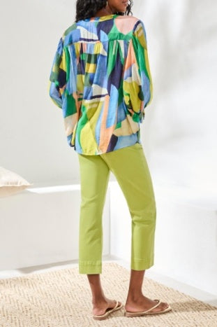 Flowy Dolman Sleeve Blouse With Self Covering Buttons