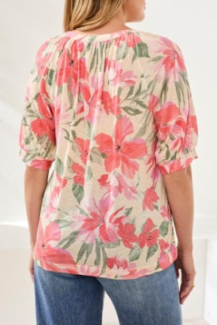 Elbow Henley Sleeve Top