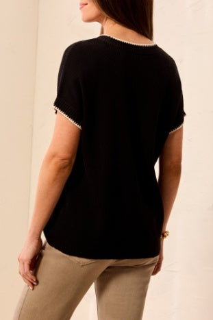 Cap Sleeve Crew Neck Sweater