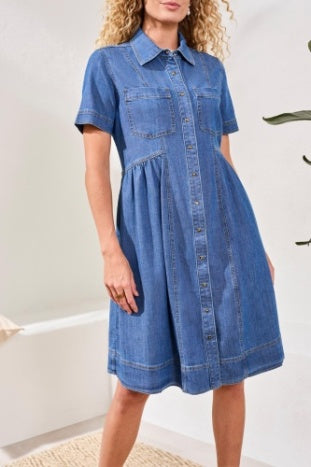 Button Down Flowy Denim Dress