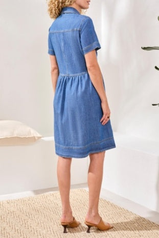 Button Down Flowy Denim Dress