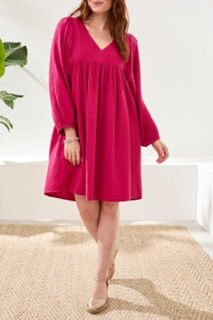 Puff Sleeve Dress With Pockets