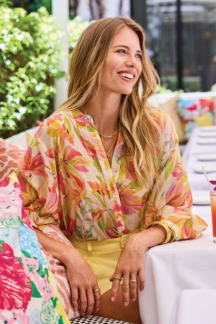 Flowy Dolman Sleeve Blouse With Self Covering Buttons