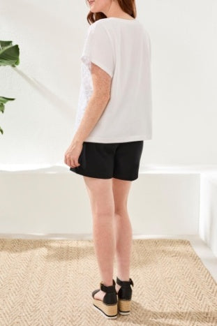 Cap Sleeve Crew Neck Top