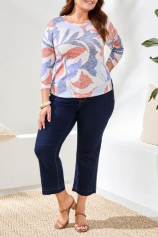 3/4 Sleeve Crew Neck Top