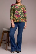 Soft Yarn 3/4 Sleeve Crew Neck Sweater