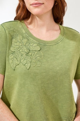 Short Sleeve Neck Shirt With Embellished Applique