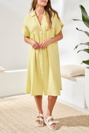 Flowy Shirt Dress With Hidden Placket