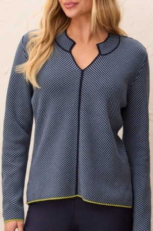 Long Sleeve Split Neck Sweater