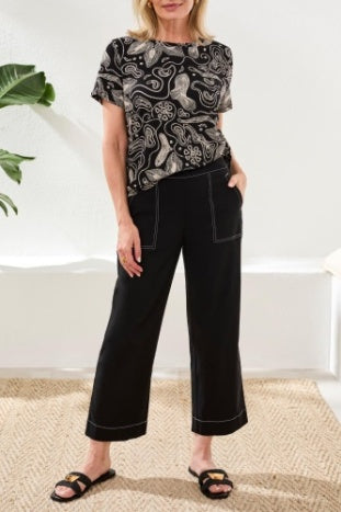 Pull On Ankle Pant With Contrast Stitch
