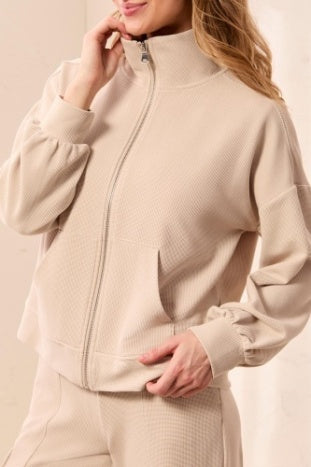 Long Sleeve Mock Neck Zip Cardigan